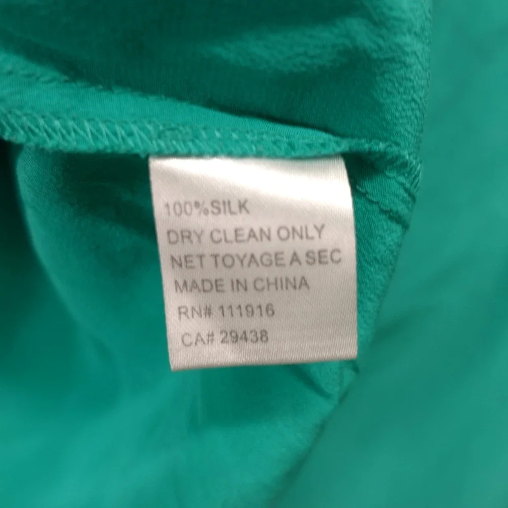 Boho Chic Resort Silk Blouse YUMI KIM Womens SMALL Seafoam Green Henley Popover